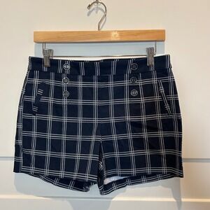 SOHO Apparel Womens Plaid Sailor Shorts Navy‎ White Size Medium Nautical